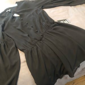 Express, size S black long sleeve romper, NWT